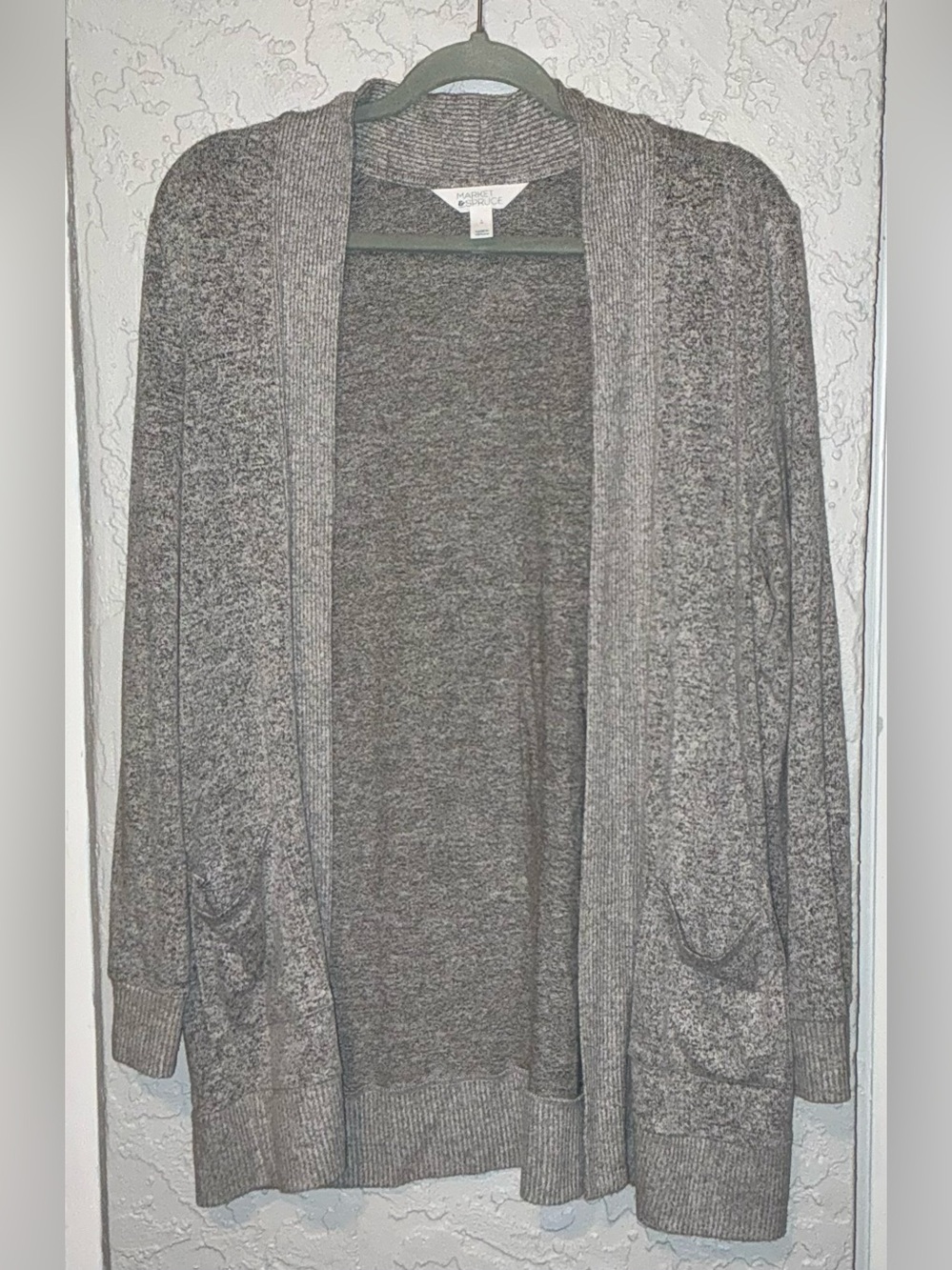 Market & Spruce Heather Gray Open Front Knit Cardigan